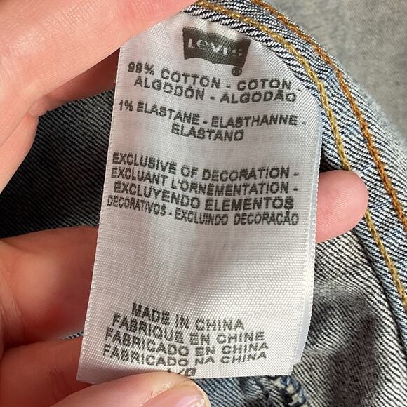 Levi Strauss Womens Button Up Jean Jacket Dark Wash Large Adjustable Waist - Picture 11 of 14